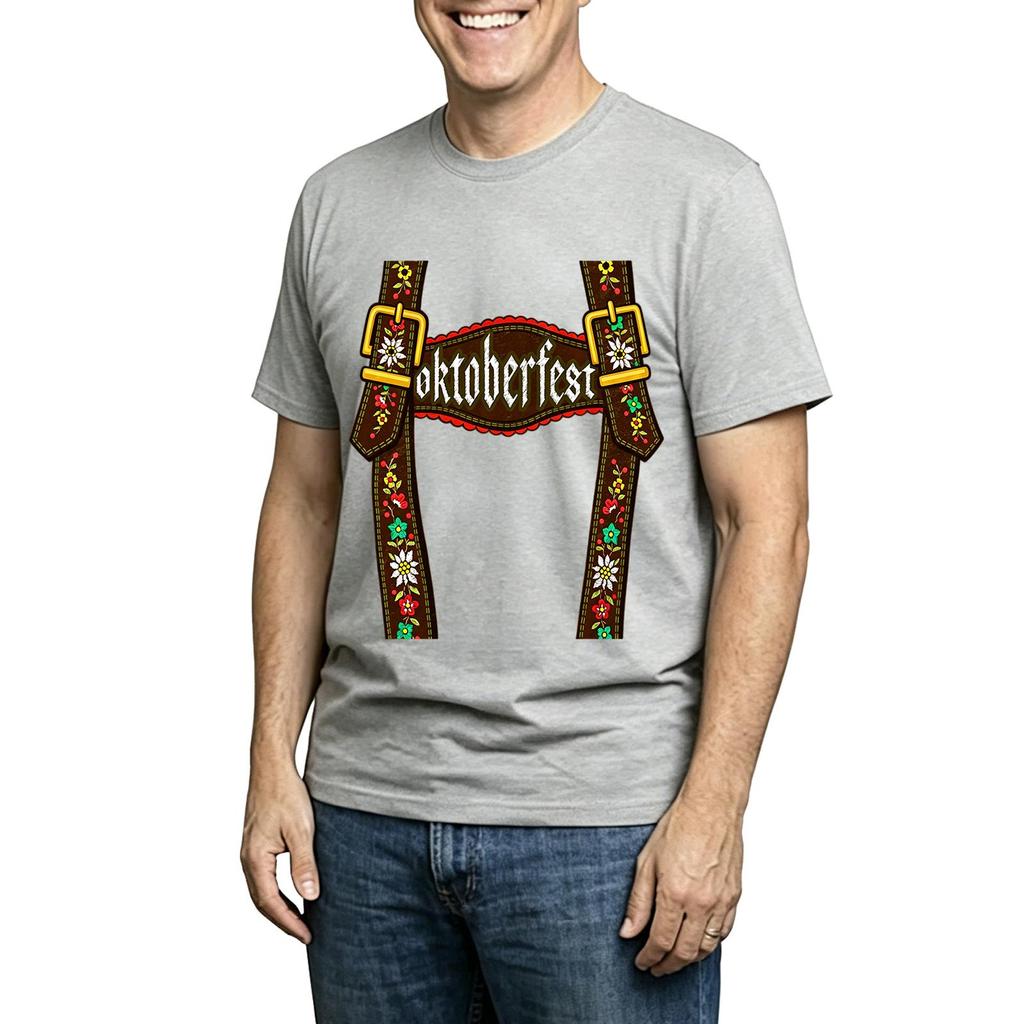 Men's Casual Printed Neck Short Sleeve T-Shirt, Lightweight and Breathable