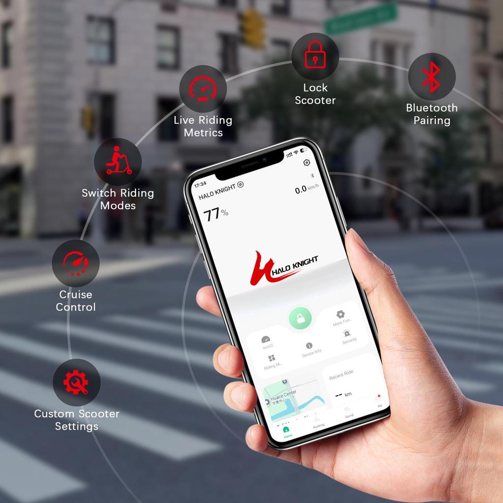 Katlanabilir Elektrikli Scooter HALO KNIGHT Çift Motorlu 52V28.8Ah NFC Kilidi T108