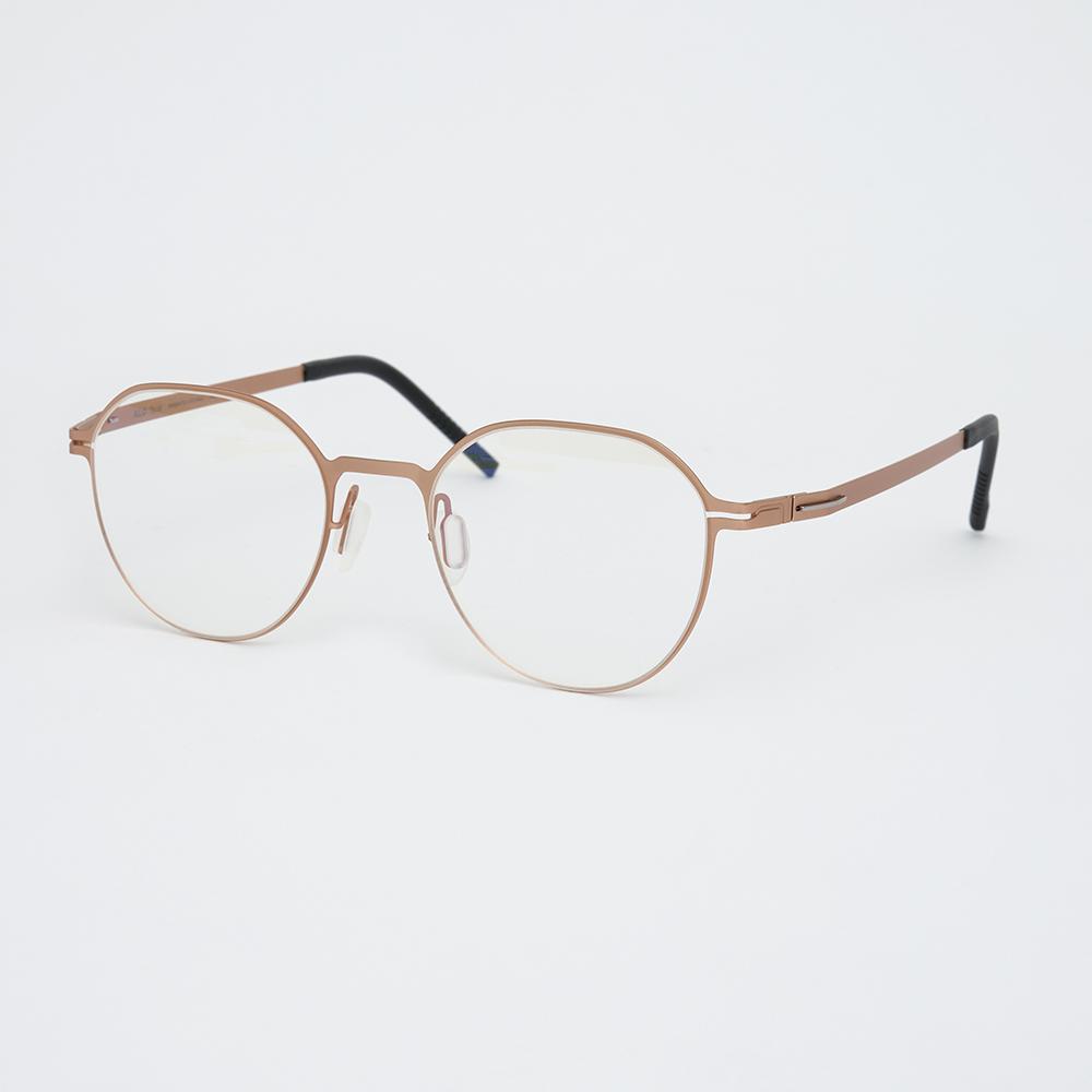 Alloaiweeo [The Air_Flat] Al8305 1414M Ultra-Lightweight Semi-Over Panto Round Gold Eyeglass Frames