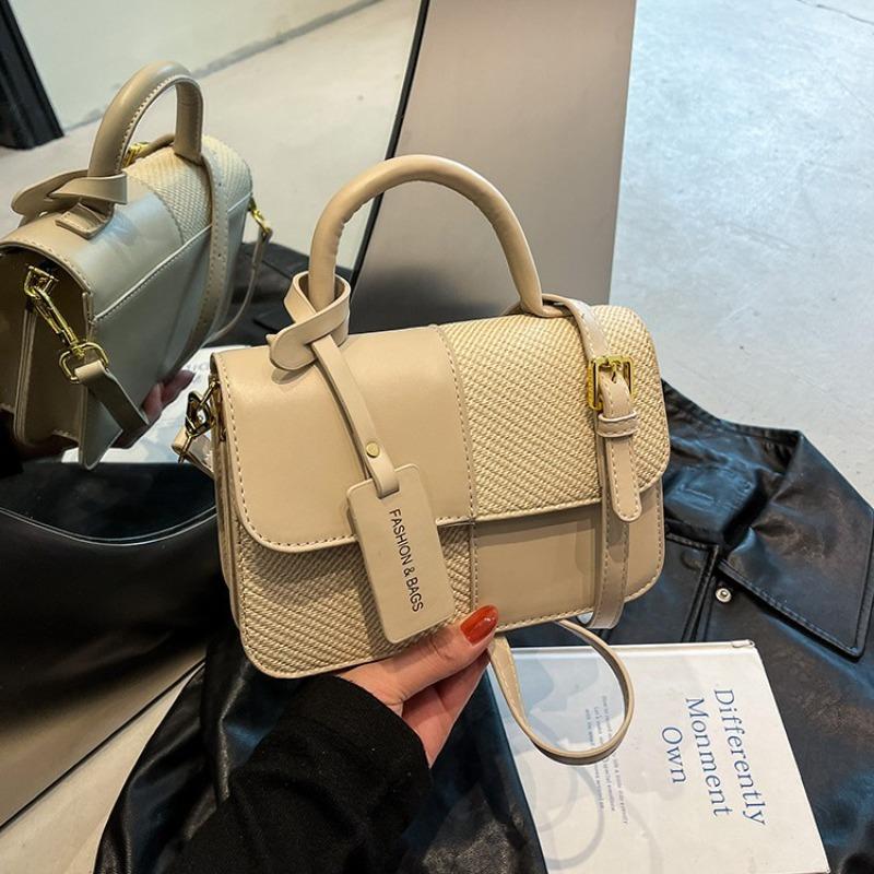 Nowa przenośna mała kwadratowa torebka w kontrastowym kolorze damska Sen Meng modna tekstura torebka na ramię spersonalizowana torebka kurierska do dojazdów do pracy