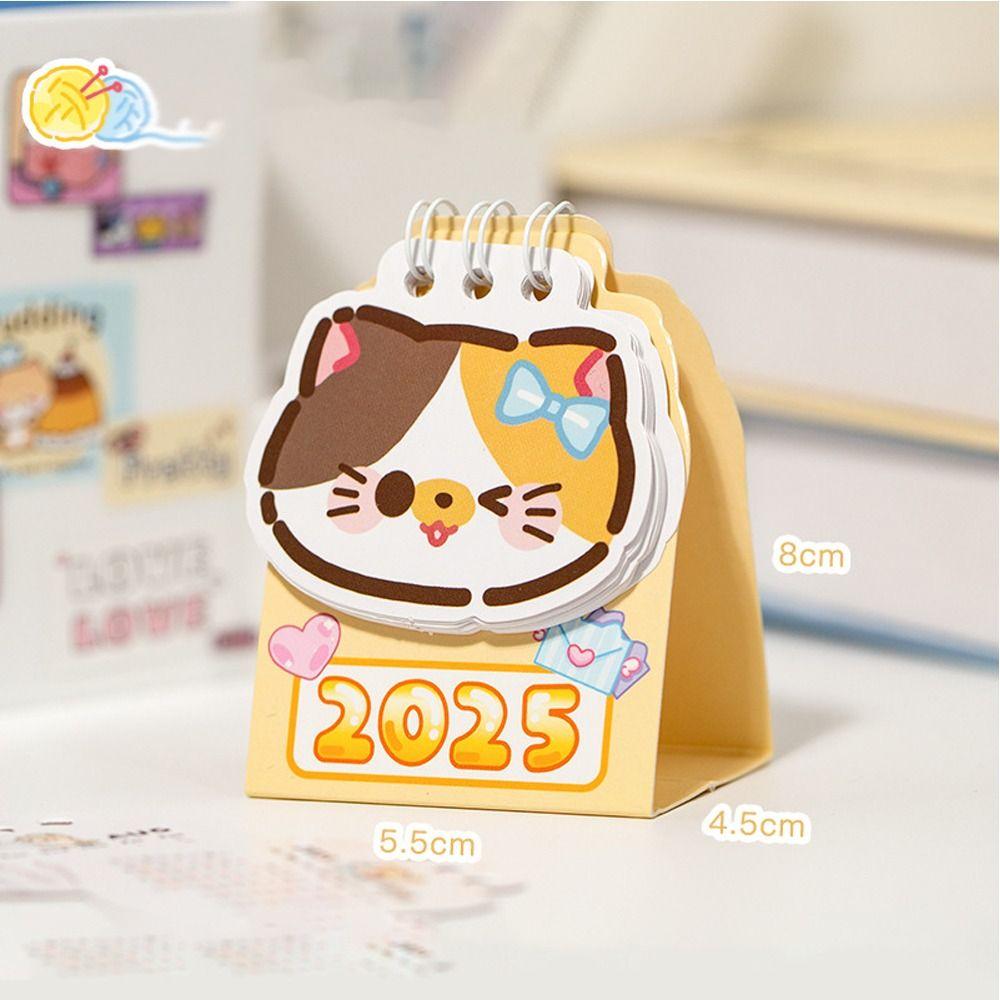 Coil Planner Mini Desk Calendar Cartoon Cat 2025 Coil Calendar Portable Desktop Calendar  Office