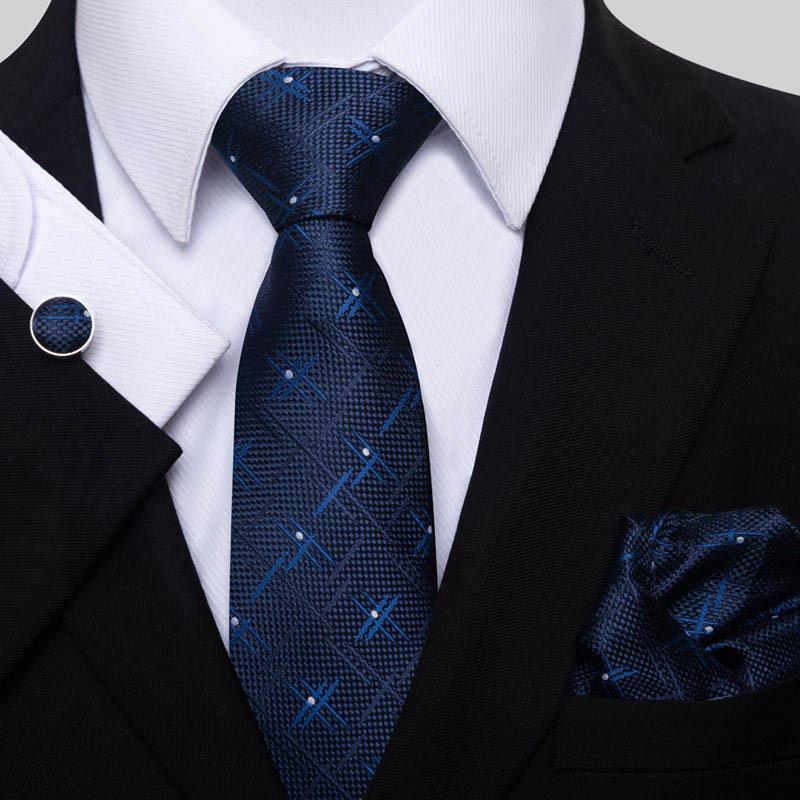 Men's Business Formal Tie Set: Includes Tie, Pocket Square & Cufflinks for Evening Parties. Fashionable & Popular.
