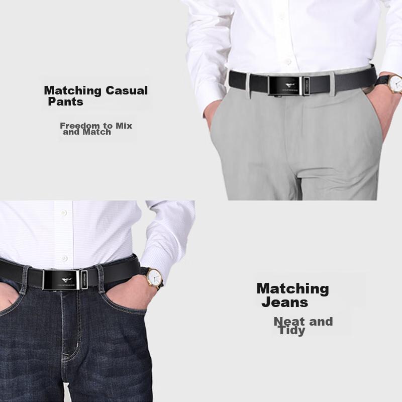 SEPTWOLVES Men's Belt with Automatic Buckle, Cowhide Trouser Belt, Practical Gift for Boyfriend, Husband, Birthday Present for Dad