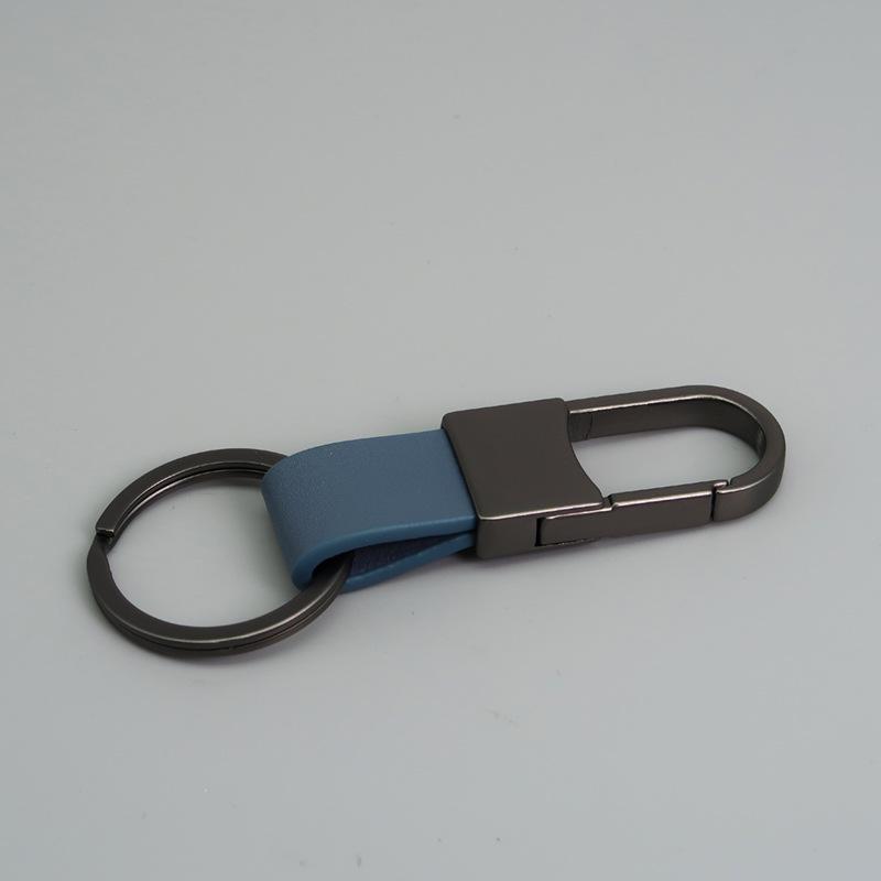 Metal and Genuine Leather Car Keychain with Customizable Laser-Engraved Logo