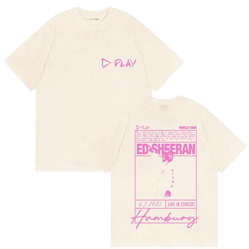 Rapper Ed Sheeran Play World Tour 2025 Fans Gift TShirt Mens Vintage Hip Hop Oversized T Shirt Man 100 Cotton Tees Streetwear