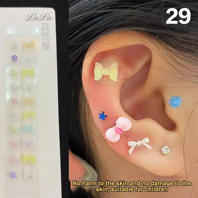 Módní mašlička Barevné kamínky Perly Nálepky na ušní body Tlakové tyčinky na uši Akupunktura Aurikulární ušní nálepky Masáž