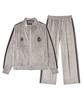MOZMOZ [Set] Crest Velvet Track Top + Velvet Wide Track Pants Gray