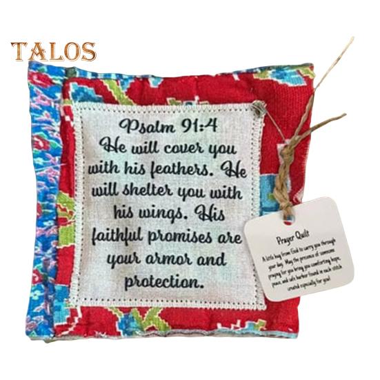 

Міні-молитовна ковдра Вінтажна молитовна ковдра з дерев’яним гаджетом усередині Молитовна ковдра ручної роботи Квадрати Релігійний подарунок для друзів християн C