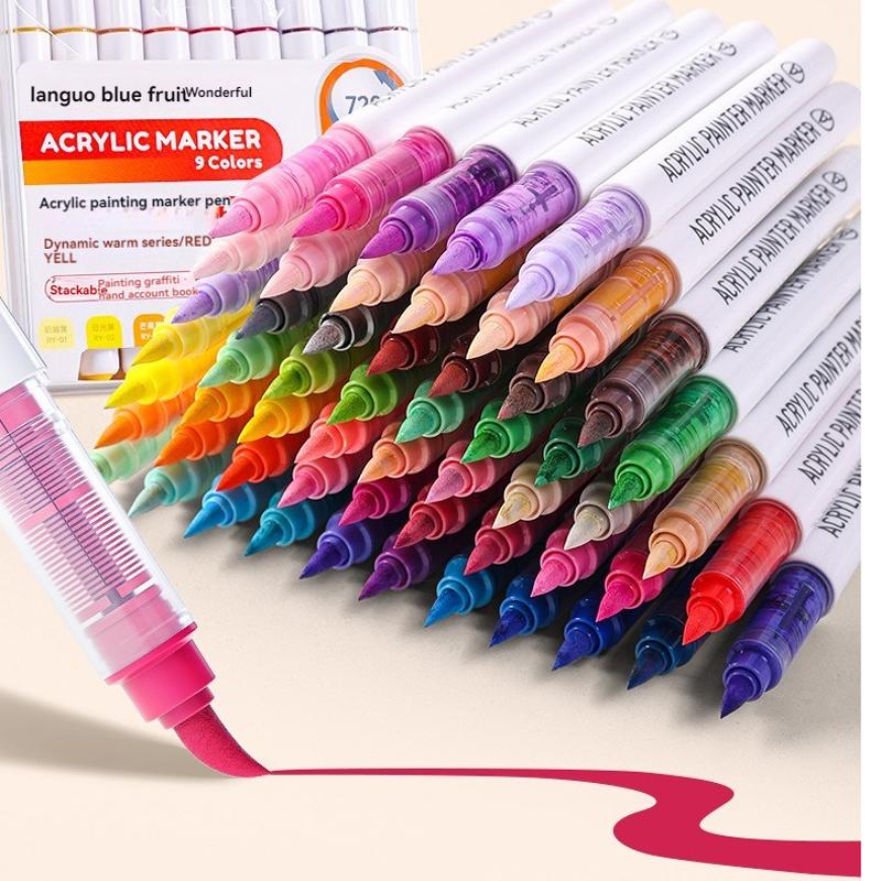 81 Colors Brush Tip Acrylic Markers Set, Assorted Colors, Perfect for Art and Craft Supplies Wood Stone Canvas Glass
