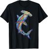 Hammerhead Shark Abstract Ocean Art Marine Life Colorful T-Shirt