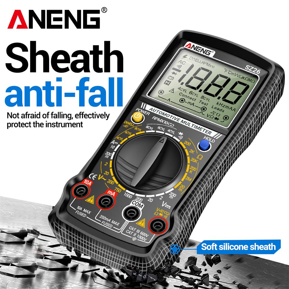 Aneng SZ26 Smart Multimeter AC/DC Voltage DC Current High Precision Car Overhaul Multimetro Diode Resistance Tester 1999 Count with Digital Display
