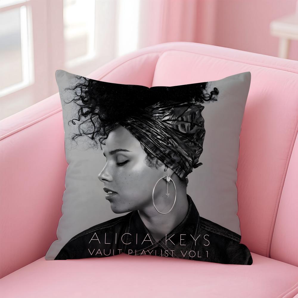 Alicia K-Keys Singer Cushion Cover Comfortable Reversible Pillow Cover Ideal For Car Sofa Bedroom & Beyond