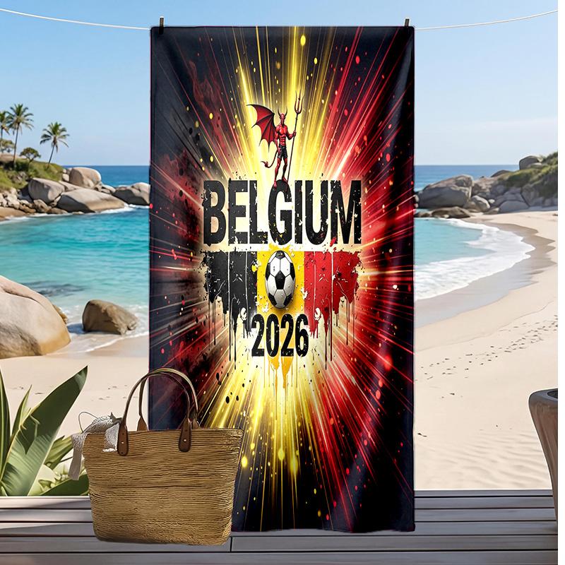 Belgien Fußball Druck Strandtuch Schnelltrocknend Super Saugfähig Weich Badetuch zum Schwimmen Strand Reisen Fan Souvenir Geschenk