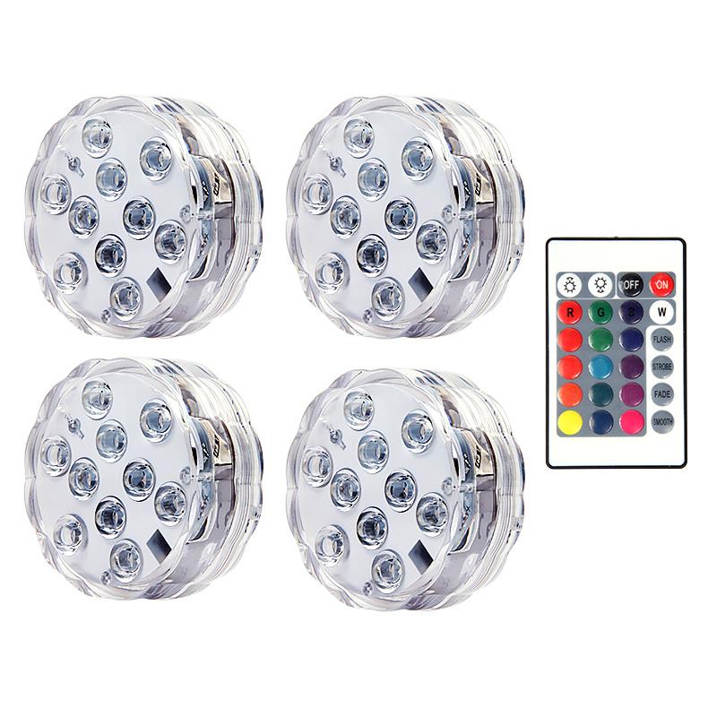 10 LEDs RGB LED Tauchlicht Unterwasser Nachtlampe Batteriebetrieben Garten Schwimmbad Licht für Hochzeitsfeier Vase Schale