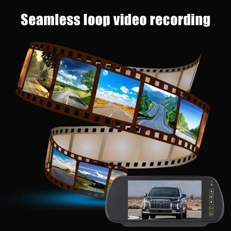 7-Inch Rearview Mirror Monitor Rear-View AV Display 12/24V Universal Vehicle Reversing Image Display Rear View VCR With Touch Button