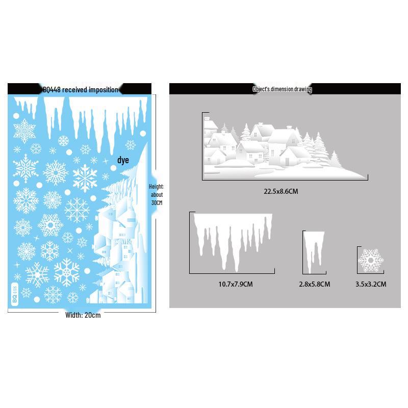 Snowflake Scene Christmas Window Stickers: Holiday Atmosphere Glass Decor