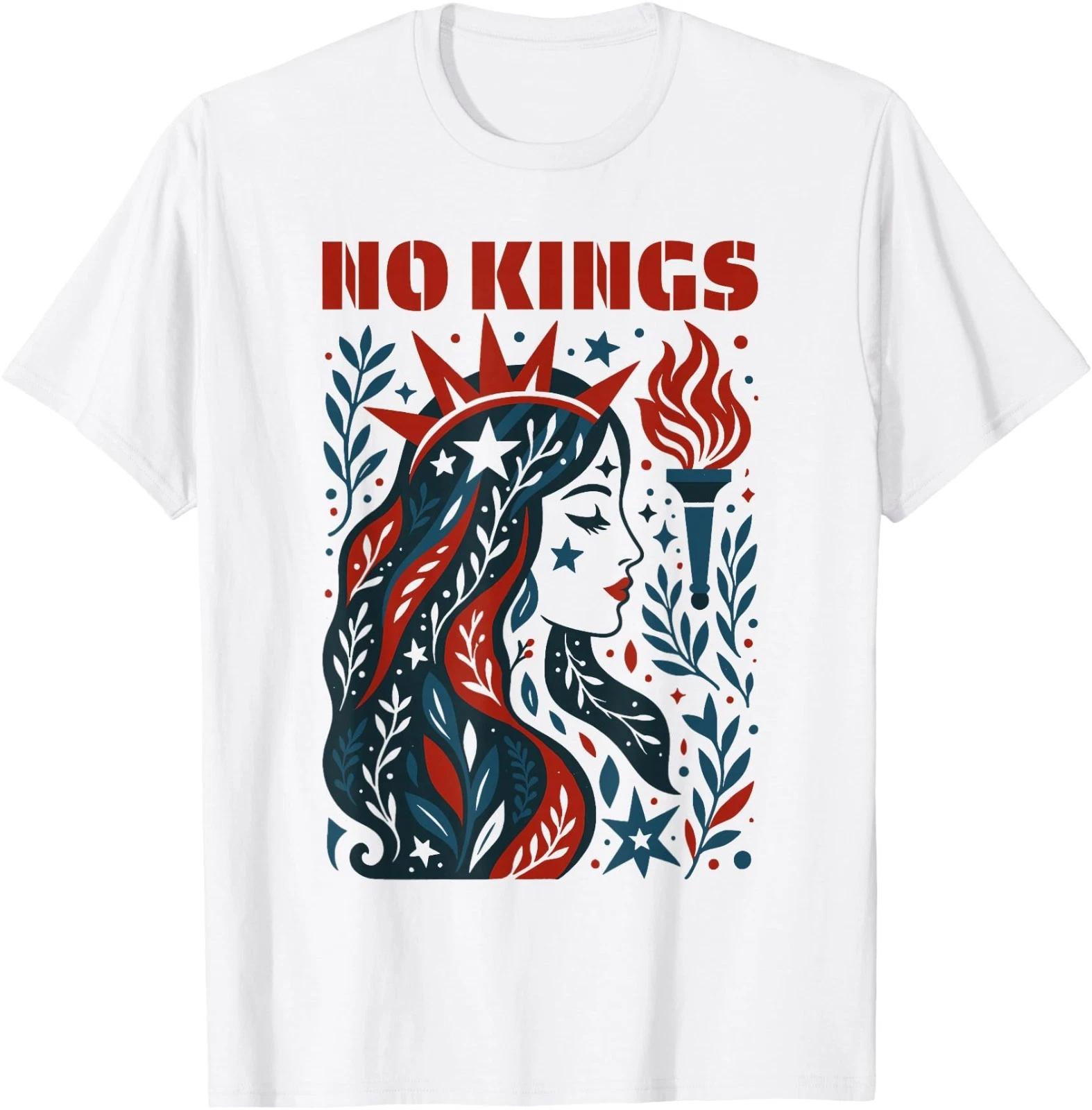 No Kings Retro Patriotic Woman Liberty Art 4th of July T-Shirt S