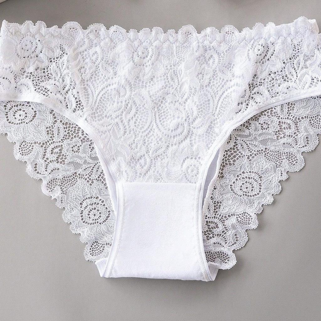 Ladies Summer Color Pure Cotton Lace Hollow Breathable Comfortable No Trace Briefs