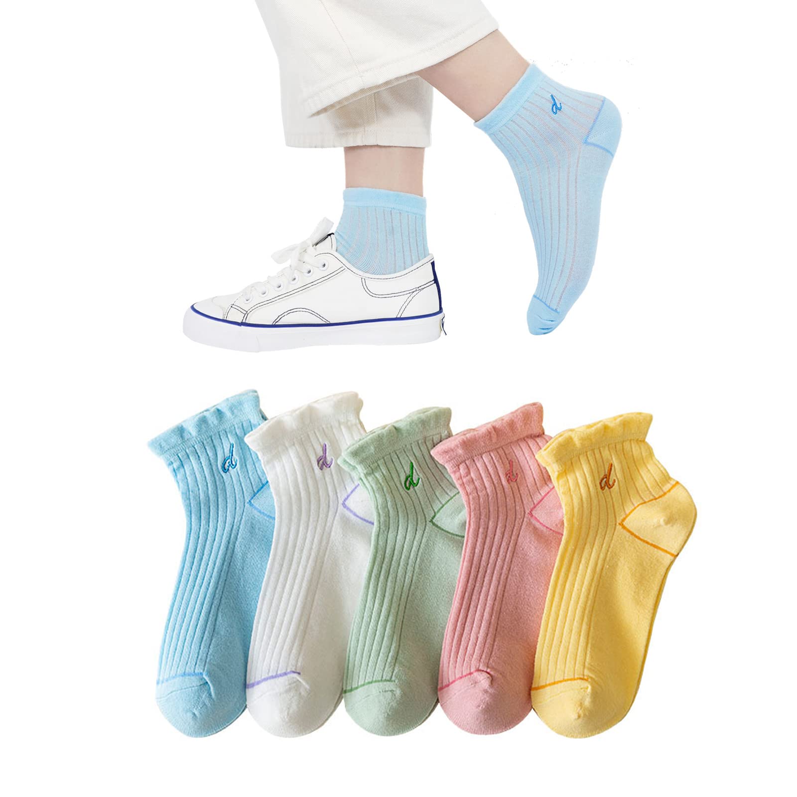 

Летние короткие кроссовки Ankle Take Summer [DAMILY] Носки, женские носки, милые, обтягивающие, хлопковые, стильные, женские носки, вышивка, оборки, не могу