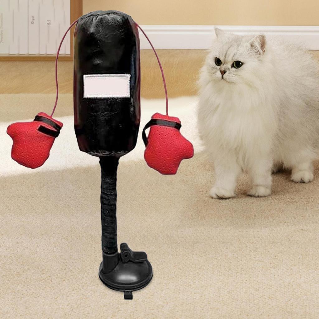 Cat Punching Bag Toy Boxing Punching Cat Bag Toy Interactive Play Sandbags Playset With Gloves Stress Relief Boxing Toys