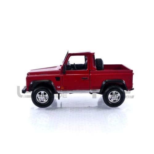 TrueScale Miniatures MINI GT 1/64 Scale Land Rover Defender 90 Pickup, Masai Red, Left-Hand Drive, Finished Model