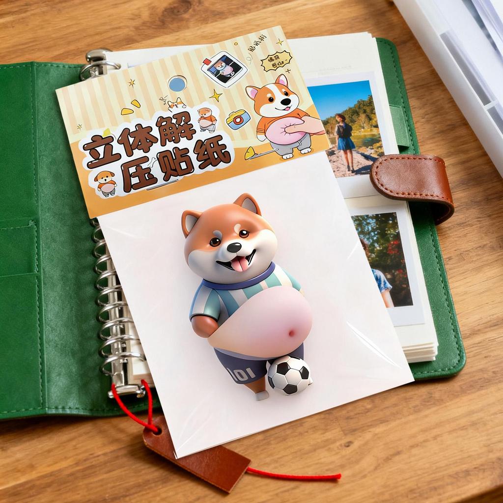 Cute 3D Shiba Inu Dog Belly Sticker Chubby Puppy Silicone Self-adhesive 3D Bubble Stickers Dog Patterns Scrapbooking Decals