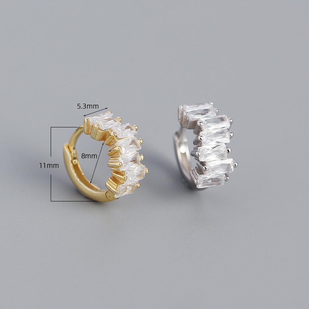 Fashion Jewelry 18K Gold Plated 925 Sterling Silver Simple Luxury Zircon Hoop Earring for Women Silver Earring Factory