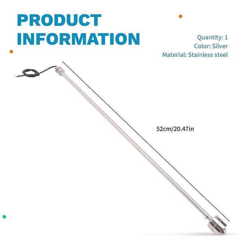 Premium-50Cm Stainless Steel Water Level Liquid Sensor Vertical Float Switch