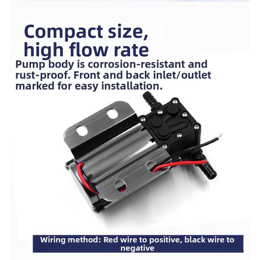 24V DC Diaphragm Pump Electric for Water Oil Transfer For Trucks Cars Featuring Metal Alloy Frame and Clear Inlet Outlet