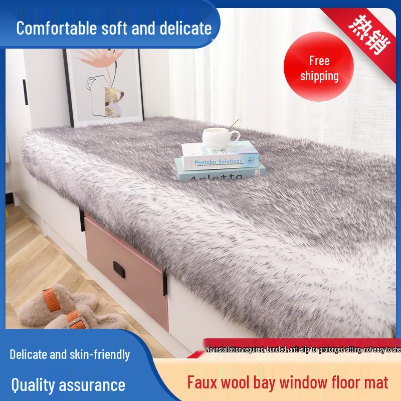 Long-Pile Non-Slip Decorative Bedroom Rug - Imitation Wool, Various Colors