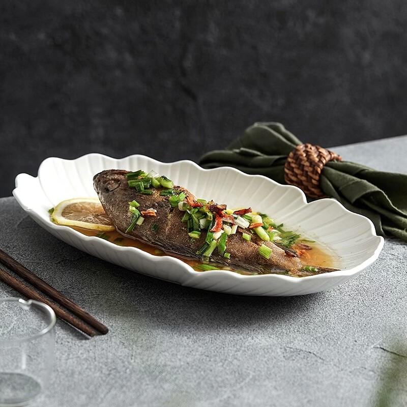 Elegant Oval Ceramic Fish Plate