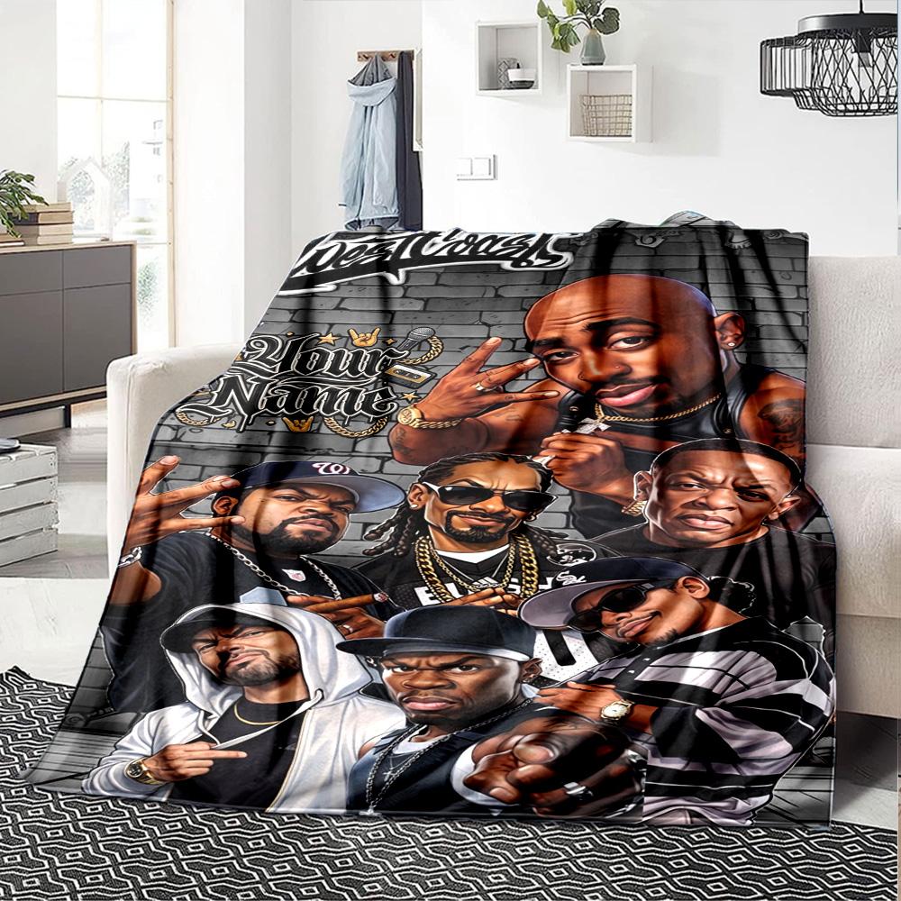 2pac Customize Your Name Blanket Lightweight Customizable Blanket Comfortable Perfect for Nap Seaside Office Living Room Four Seasons Multipurpose