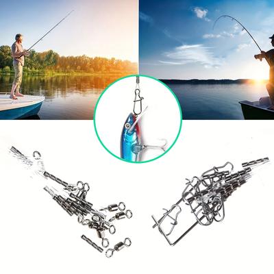 Fishing Wire Leaders Antibite Leaders Fishing Tackle Fish Hook Anti-Bite Wire Line Leader with Rolling Swivels and Snap