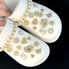 24/26PCS Shoe Charms Set Golden Lip Letter Butterfly Pentagram Chain Shoe Decorati Buckle for Sandals Clogs DIY Accessories Gift