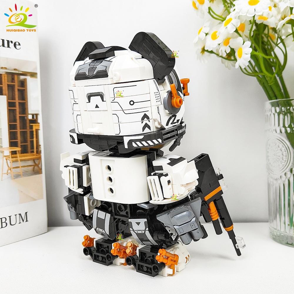 HUIQIBAO 525PCS MOC Panda Mecha Model Building Block Animal Robot Series Brick Construction Toy Children Desk Home Decoration
