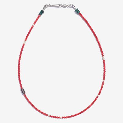 Emotive [surgical] Red Coral Green Necklace