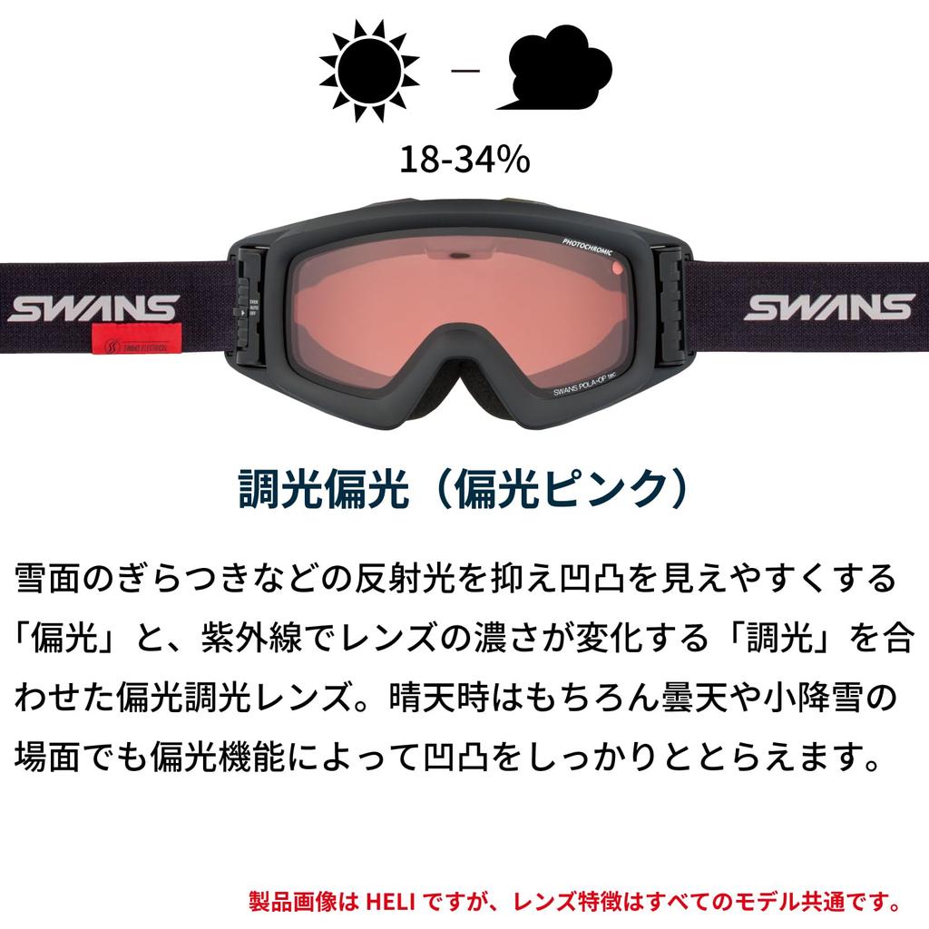Swans HELI Snow Made In Polarized Pink for Skiing and Turbo Glasses Mirror Goggles, Japan, HELI-CPDTBS-N CABK, Photochromic, Snowboarding, Fan,