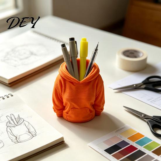 Pen Storage Container 3D Printed Hoodie Holder, Women Hooded Sweatshirt Pencil Kids Organizer Container, Stationery Desk Box for Home Office