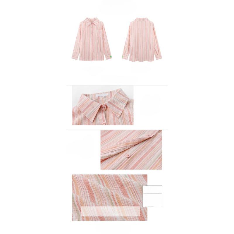 Texture Sense Sun Protection Shirt Long sleeve Stripe Shirts 2024 New Women Summer Thin Small Shirt Outerwear Top