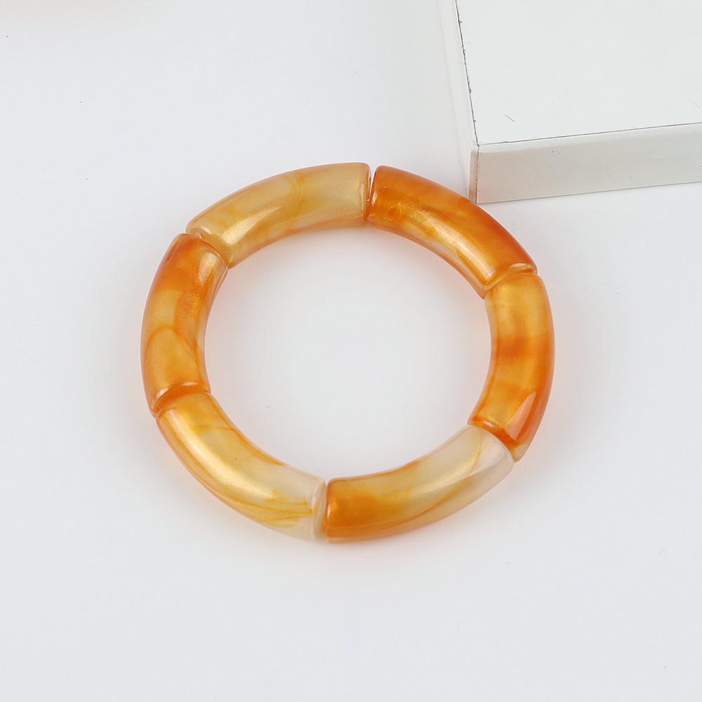 Retro Acrylic Chunky Bamboo Curved Tube Bracelets for Women Boho Mixed Color Resin Stretchy Stack Bangles Trendy Jewelry Gifts
