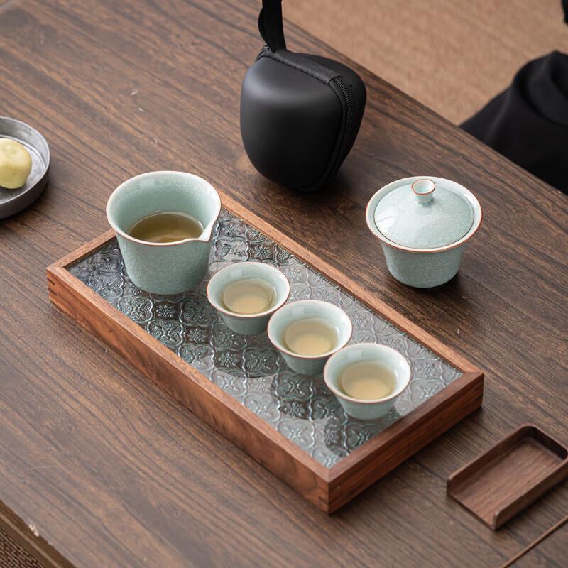 Ru Kiln Ice Flower Glaze Portable Ceramic Tea Set