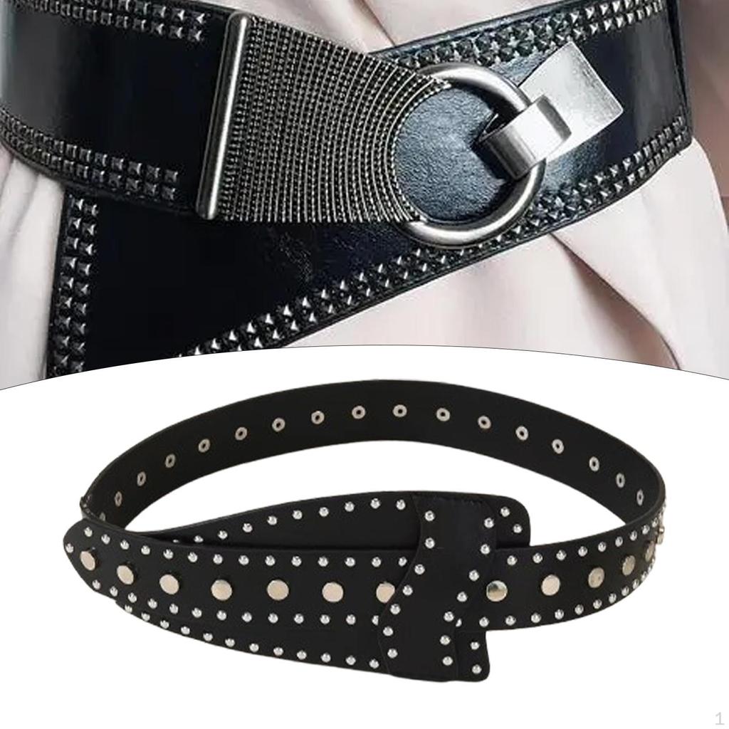Punk Belt Rivet Waist Band Adjustable Snap Button Costume Accessories