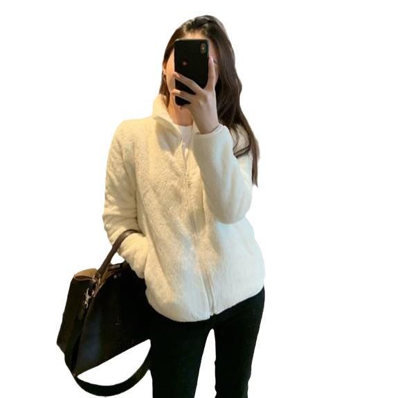 Women's Fleece Jacket - Autumn/Winter, Plus Size, Warm Sports Outdoor, Loose Fit, Stand-Up Collar Cardigan, Coral Fleece, Thick Sweatshirt.