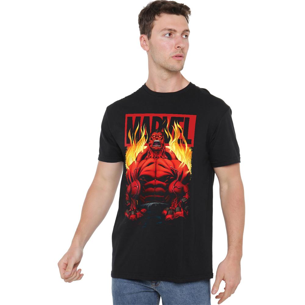 Marvel Mens Red Hulk Fire T-Shirt