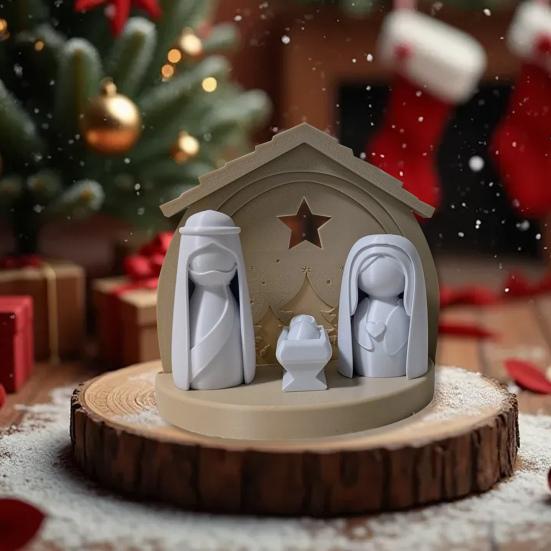 Yousheng Nativity Set Figurine Lighted Jesus Nativity Scene Collection with Manger And Figures for Christmas Indoor Tabletop Decor