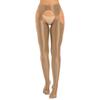 Womens Glossy Cutout Pantyhose Mid Waist Tights Crotchless Design Elastic Waistband Sheer Leggings Skinny Pants