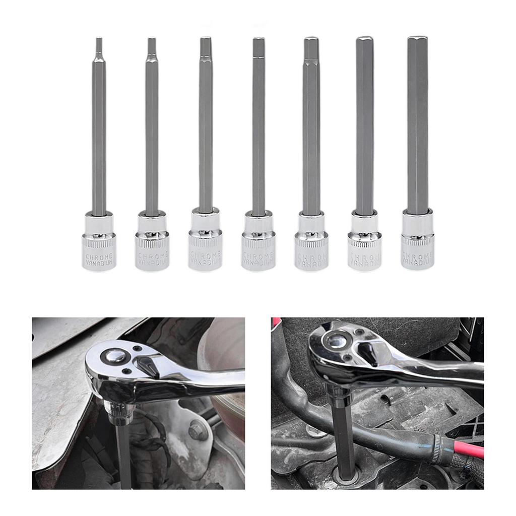 7 Pieces Hex Bit Socket Set 3-10mm Drive Hand Tools Portable Hexagonal Sleeve H3 H4 H5 H6 H7 H8