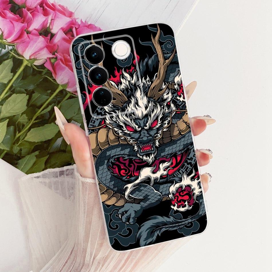 For Vivo V27 V27Pro Cool Dragon Tiger Pattern Phone Case For Vivo V 27 V27 Pro V2230 V2231 Soft Silicone TPU Cases