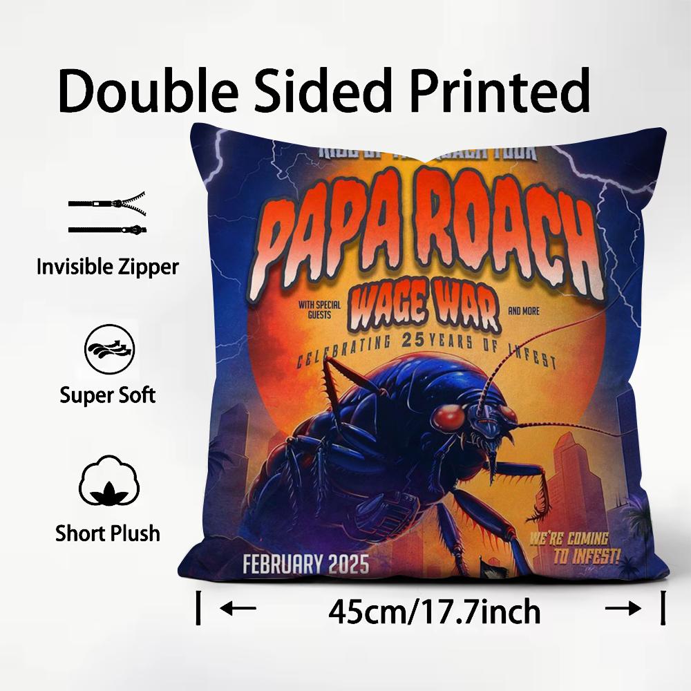 

Famous Band PPapa RRoach Cushion Cover Plush Fabric Soft DoubleSided Printed Sofa Warm Winter Home Child Gift Pillow Case 30X30cm