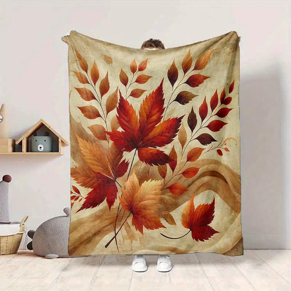 

1pc Autumn Leaves Blanket, Lightweight Flannel Throw Blanket For Sofa, Bed, Travel207 130cmx150cm